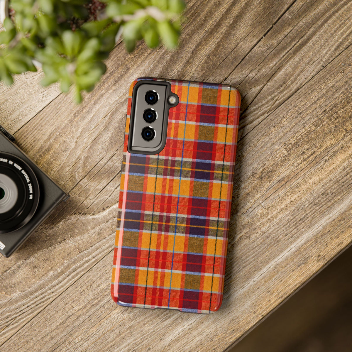 Autumn Plaid Tough Phone Case | Orange Red Yellow Plaid
