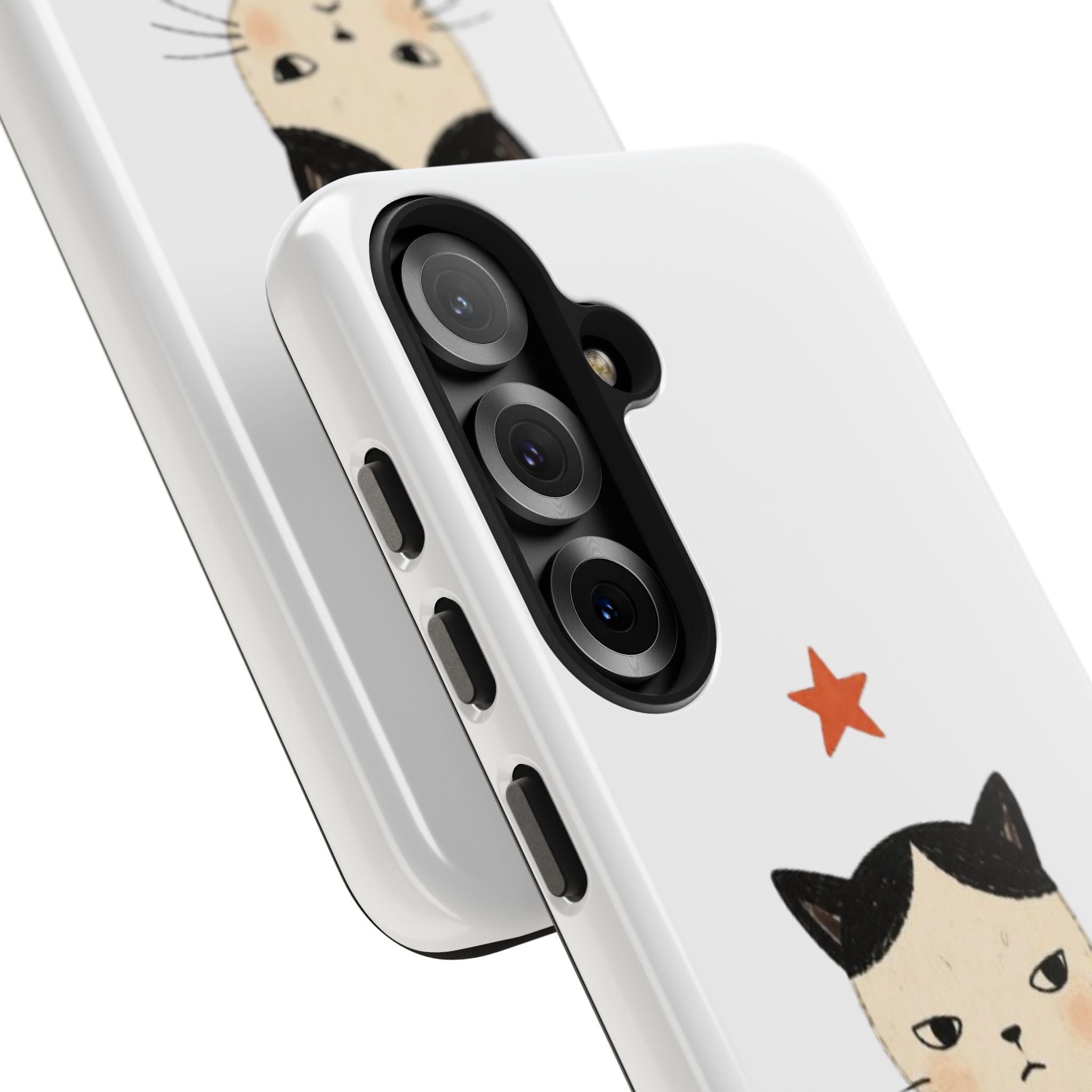 Grumpy Cat Illustration Phone Case | Cute Cat with Star Tough Case