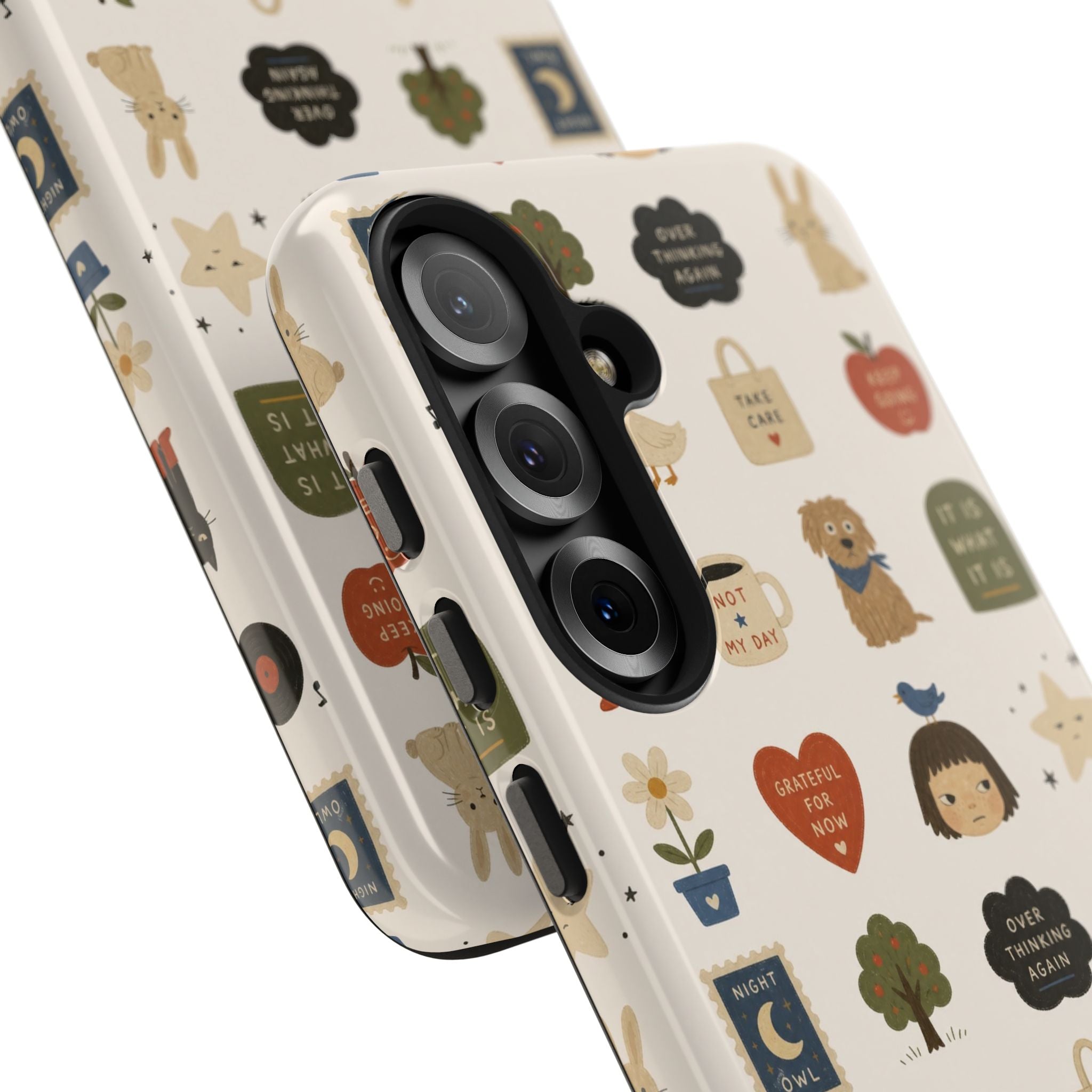 Cute Cozy Icons phone case | dogs, cats, hearts, plants, stars pattern