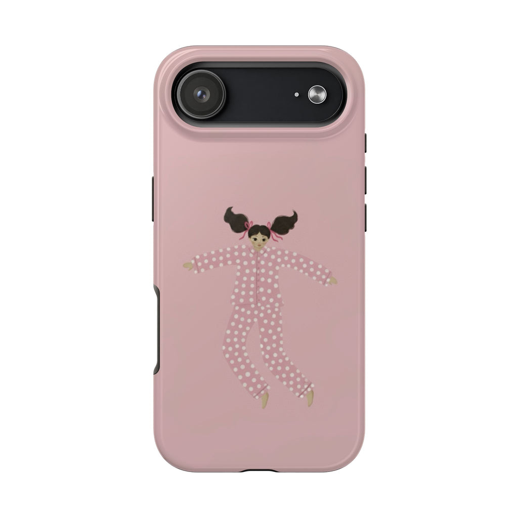 Pink Girl Drawing Tough Phone Case, Cute Protective Cover, Stylish Phone Accessories, Customizable Phone Case, Trendy Cell Phone Case