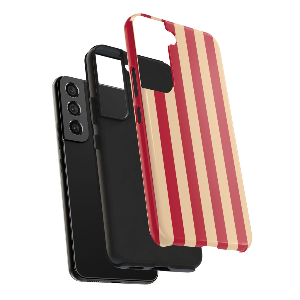 Retro Red & Cream Stripe Phone Case — Tough Protective Cover
