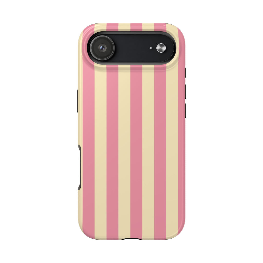 Pink Cream Vertical Candy Stripe Phone Case | Tough Phone Cases