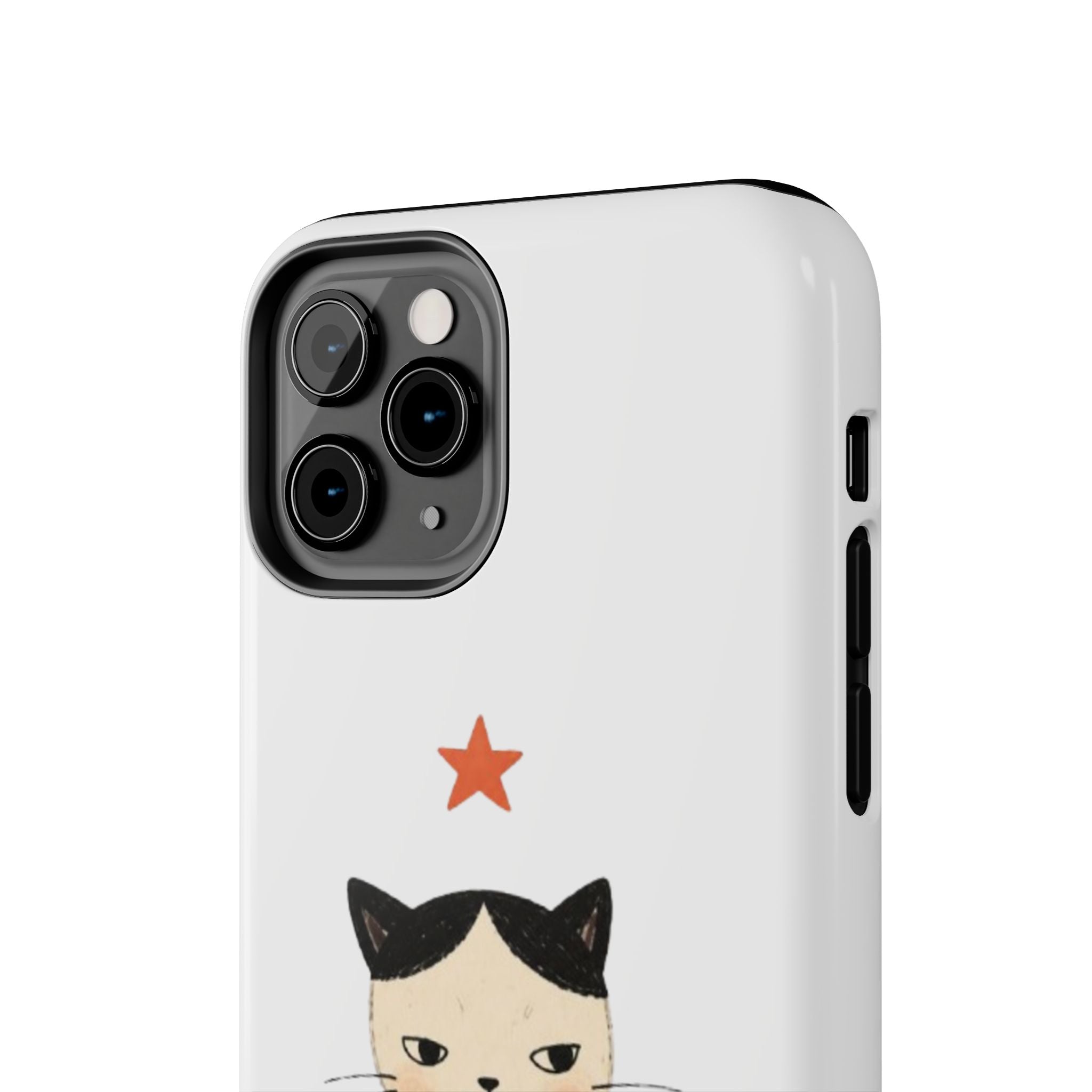 Grumpy Cat Illustration Phone Case | Cute Cat with Star Tough Case