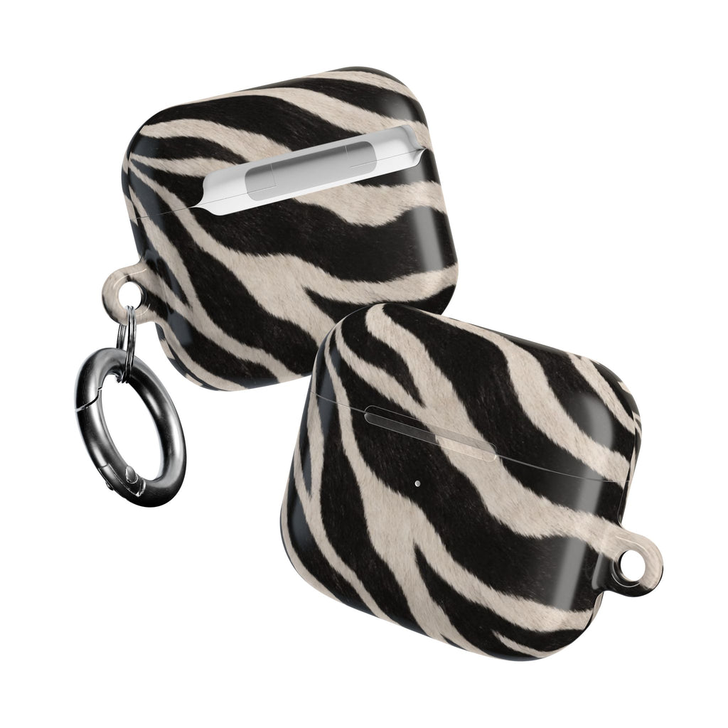 Zebra Print AirPod Case | Black White Stripes, Faux Fur Pattern