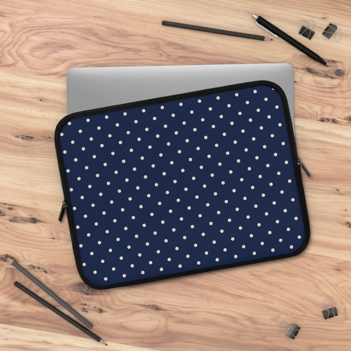 Navy Polka Dot Laptop Sleeve