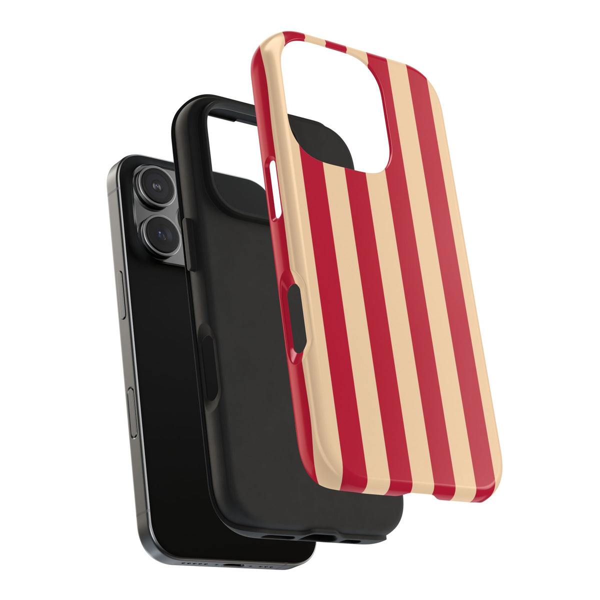 Retro Red & Cream Stripe Phone Case — Tough Protective Cover