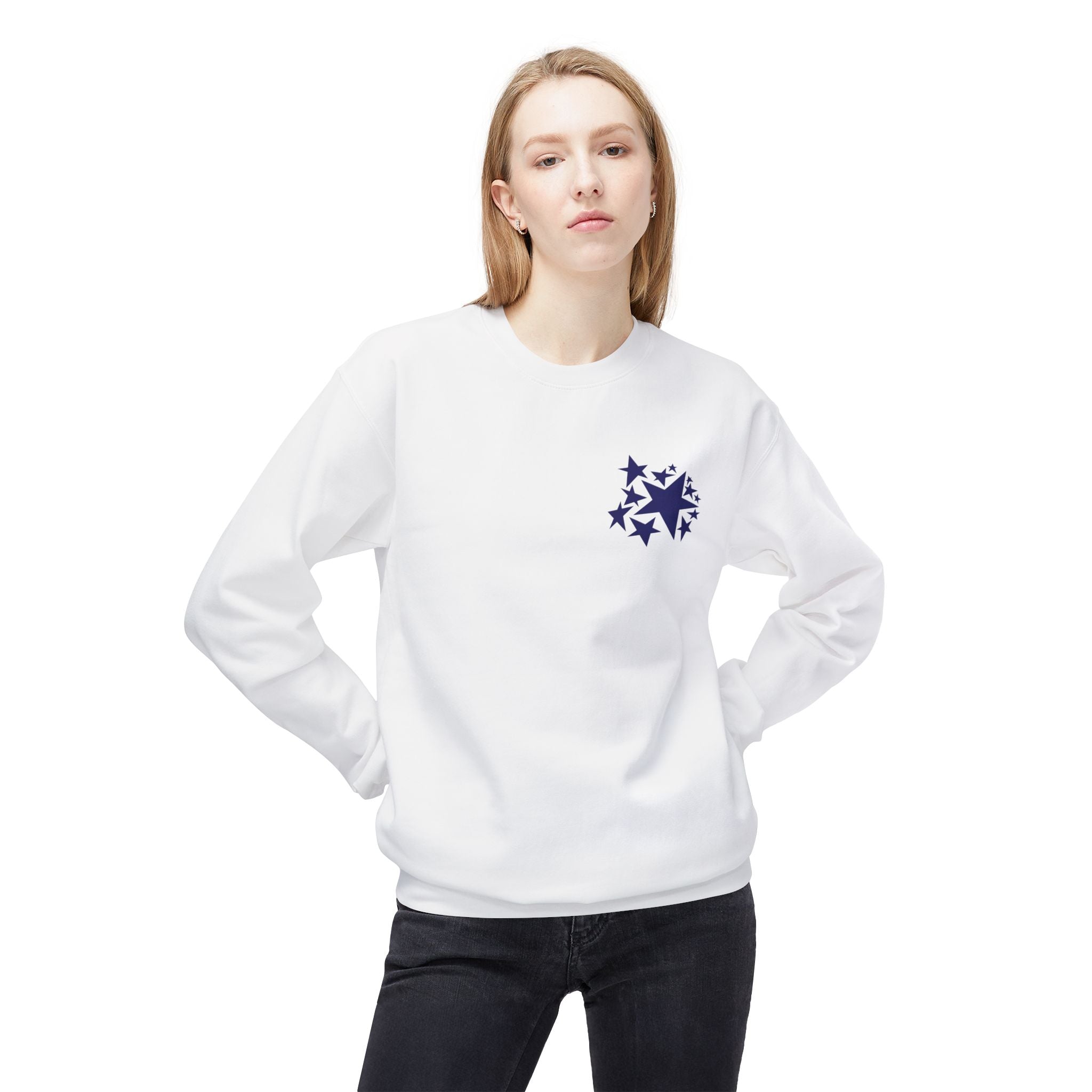 Starry Fleece Crewneck Sweatshirt, Cozy Unisex Sweatshirt, Perfect for Casual Outings, Gift for Birthdays, Holidays or Star Lovers.