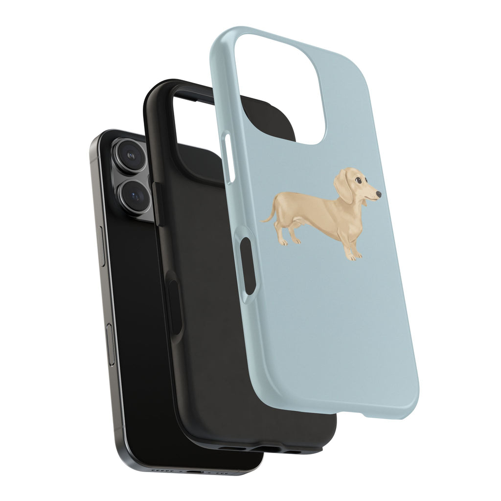 Tough Phone Cases, Dachshund Dog Blue Protective Cover, Strong Phone Shell, Rugged Device Case, Hard Smartphone Sleeve, Resilient Mobile
