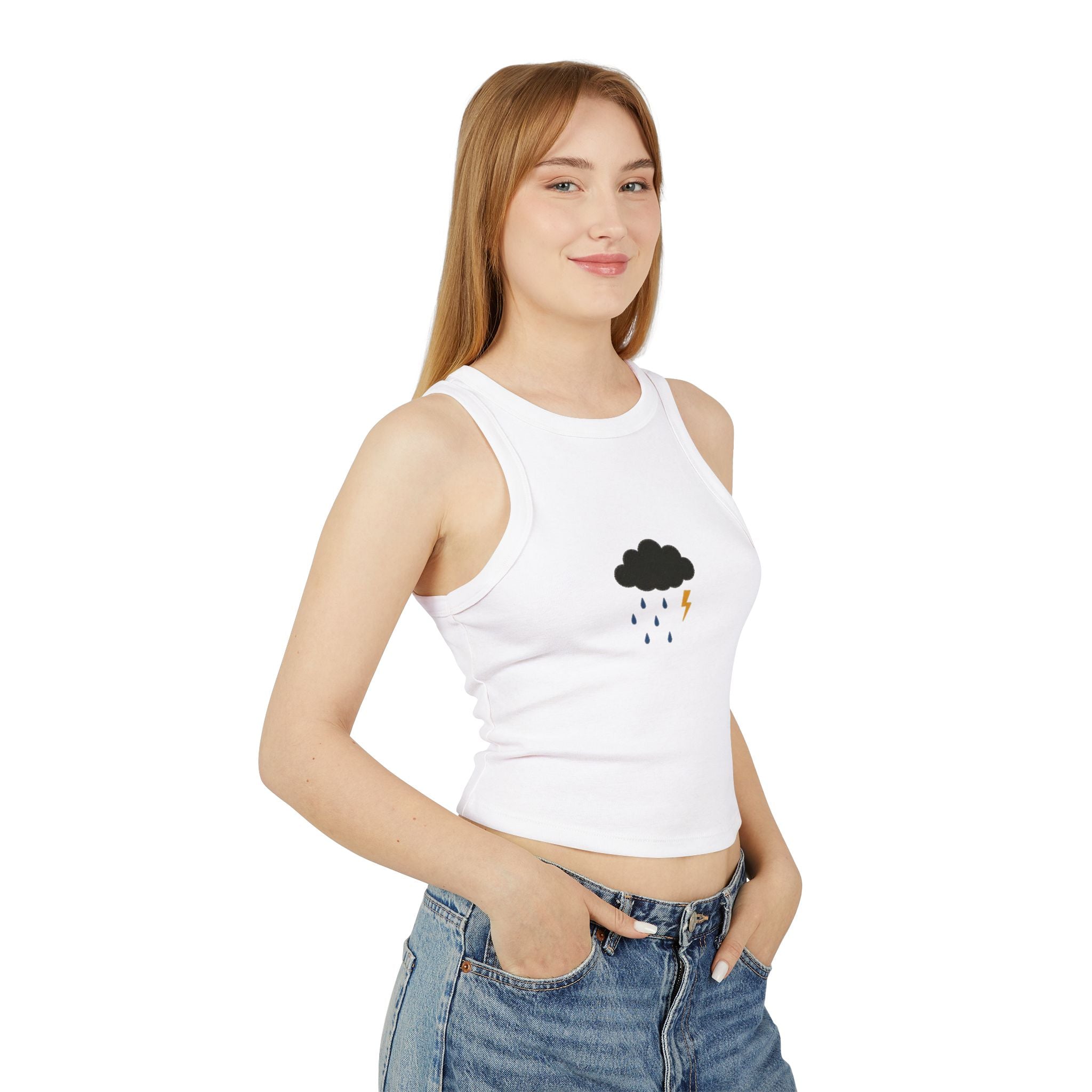 Rain Cloud Lightning Tank Top | Mini Storm Graphic
