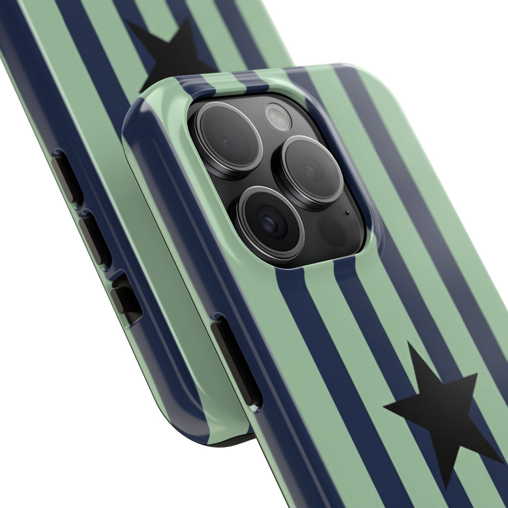 Stylish Tough Phone Cases, Durable Smartphone Covers, Trendy Tech Accessories, Unique Gifts for Teens, Striped Star Design