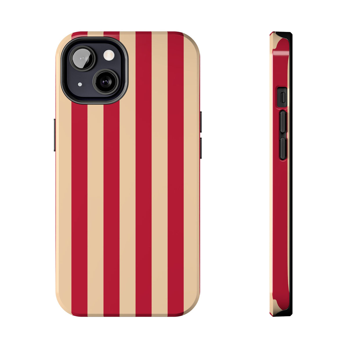Retro Red & Cream Stripe Phone Case — Tough Protective Cover
