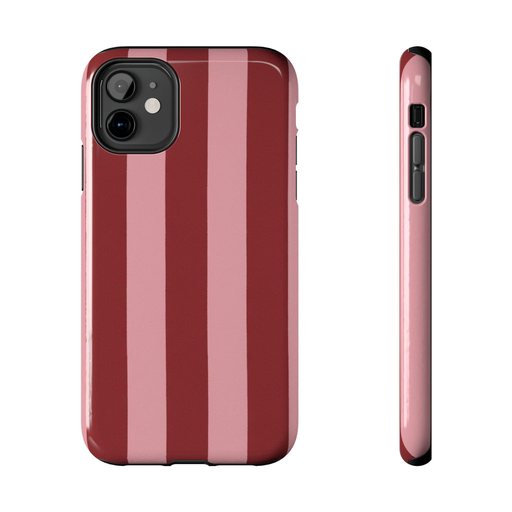 Striped Burgundy & Blush Phone Case