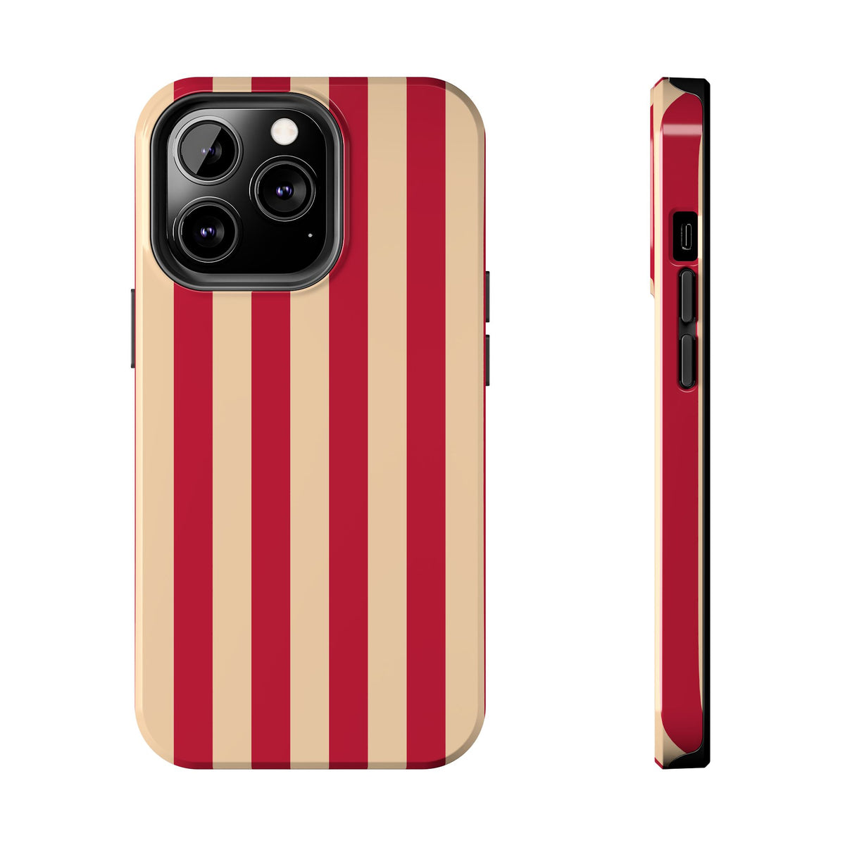 Retro Red & Cream Stripe Phone Case — Tough Protective Cover