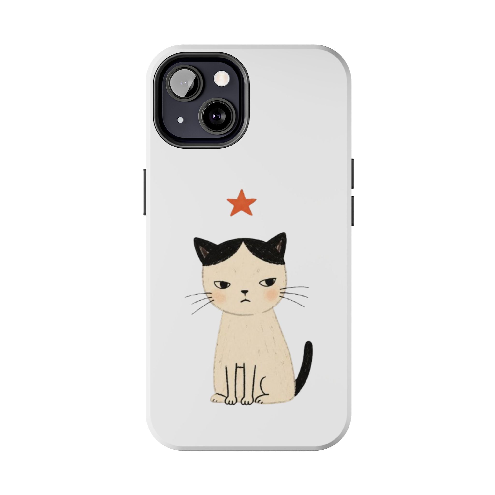 Grumpy Cat Illustration Phone Case | Cute Cat with Star Tough Case