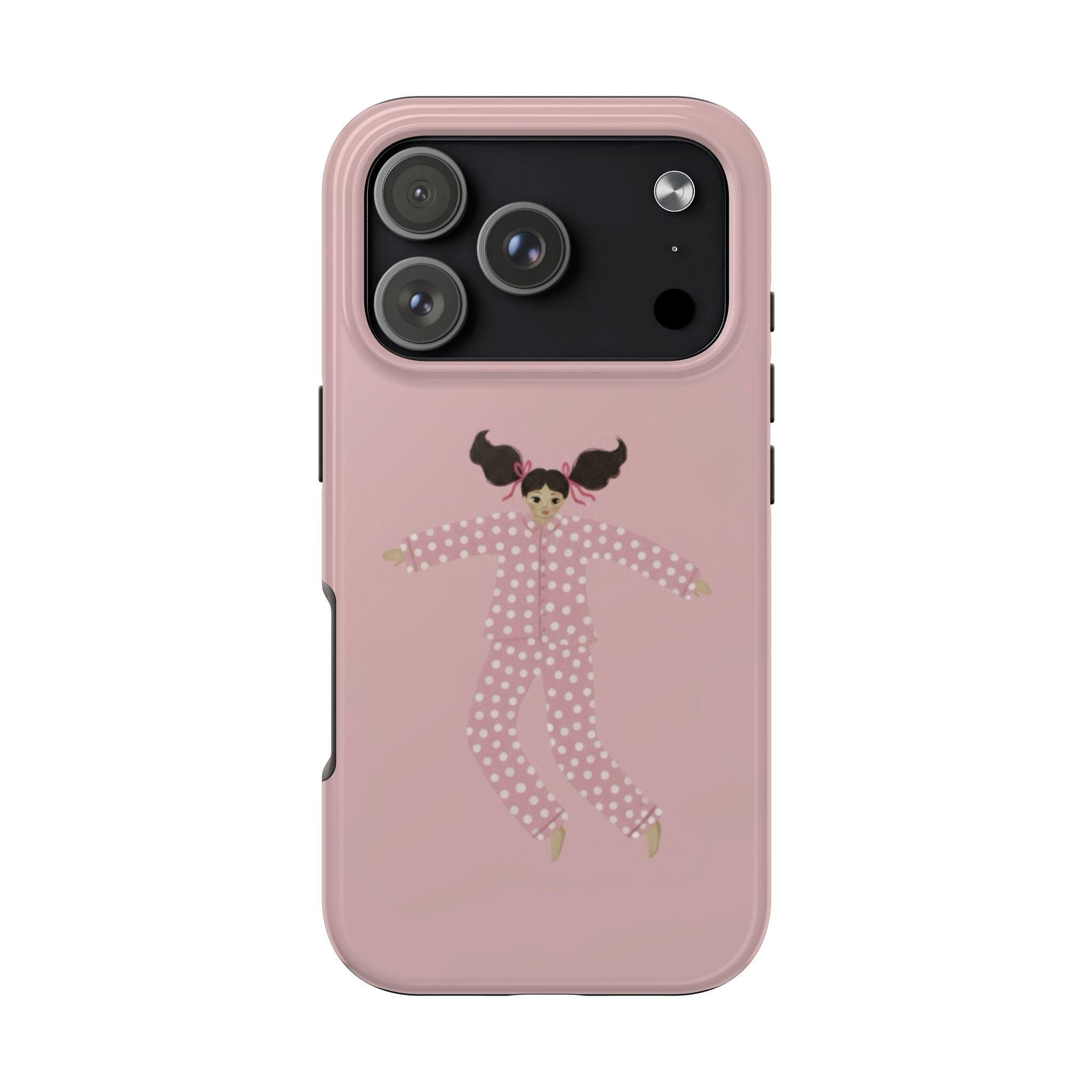 Pink Girl Drawing Tough Phone Case, Cute Protective Cover, Stylish Phone Accessories, Customizable Phone Case, Trendy Cell Phone Case