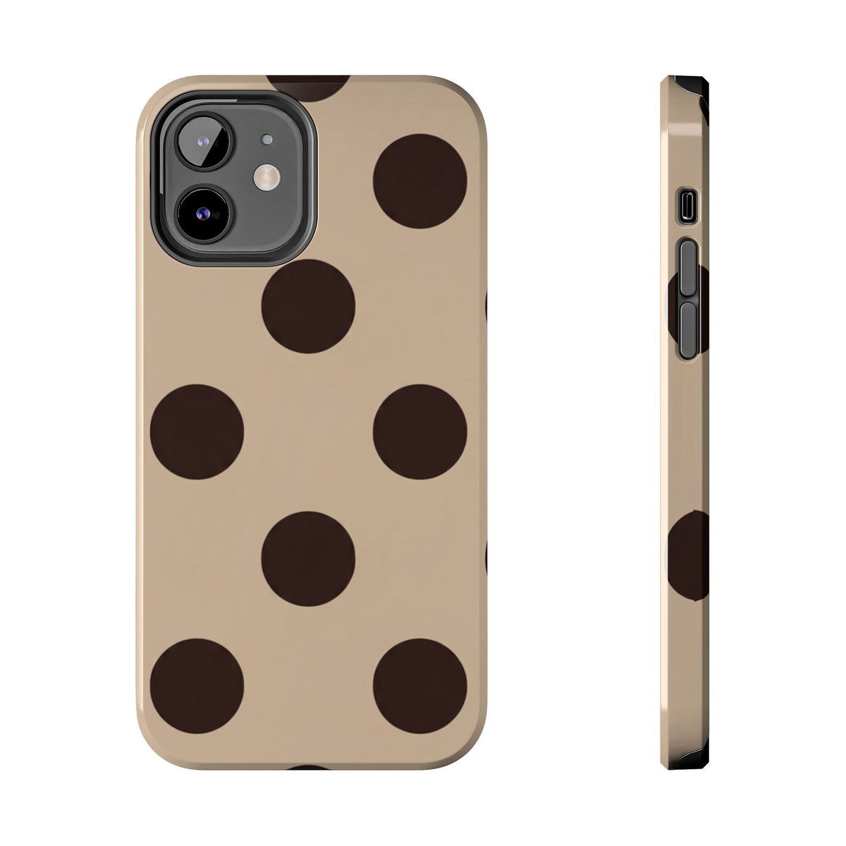 Chocolate Polka Dot Tough Phone Case — Beige Protective Phone Cover