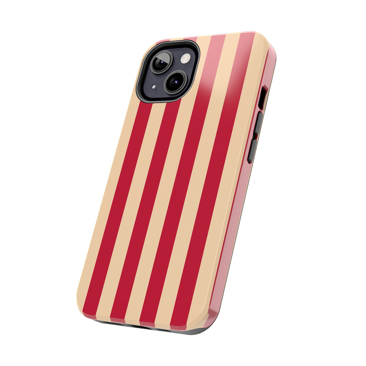 Retro Red & Cream Stripe Phone Case — Tough Protective Cover