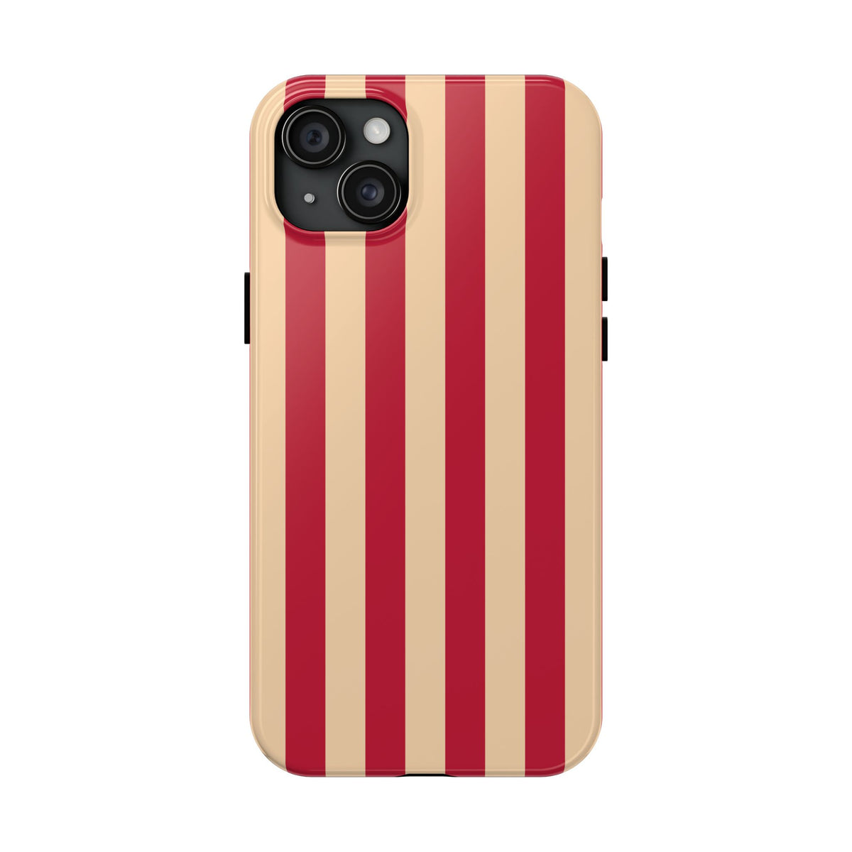 Retro Red & Cream Stripe Phone Case — Tough Protective Cover