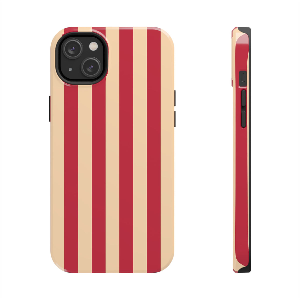 Retro Red & Cream Stripe Phone Case — Tough Protective Cover