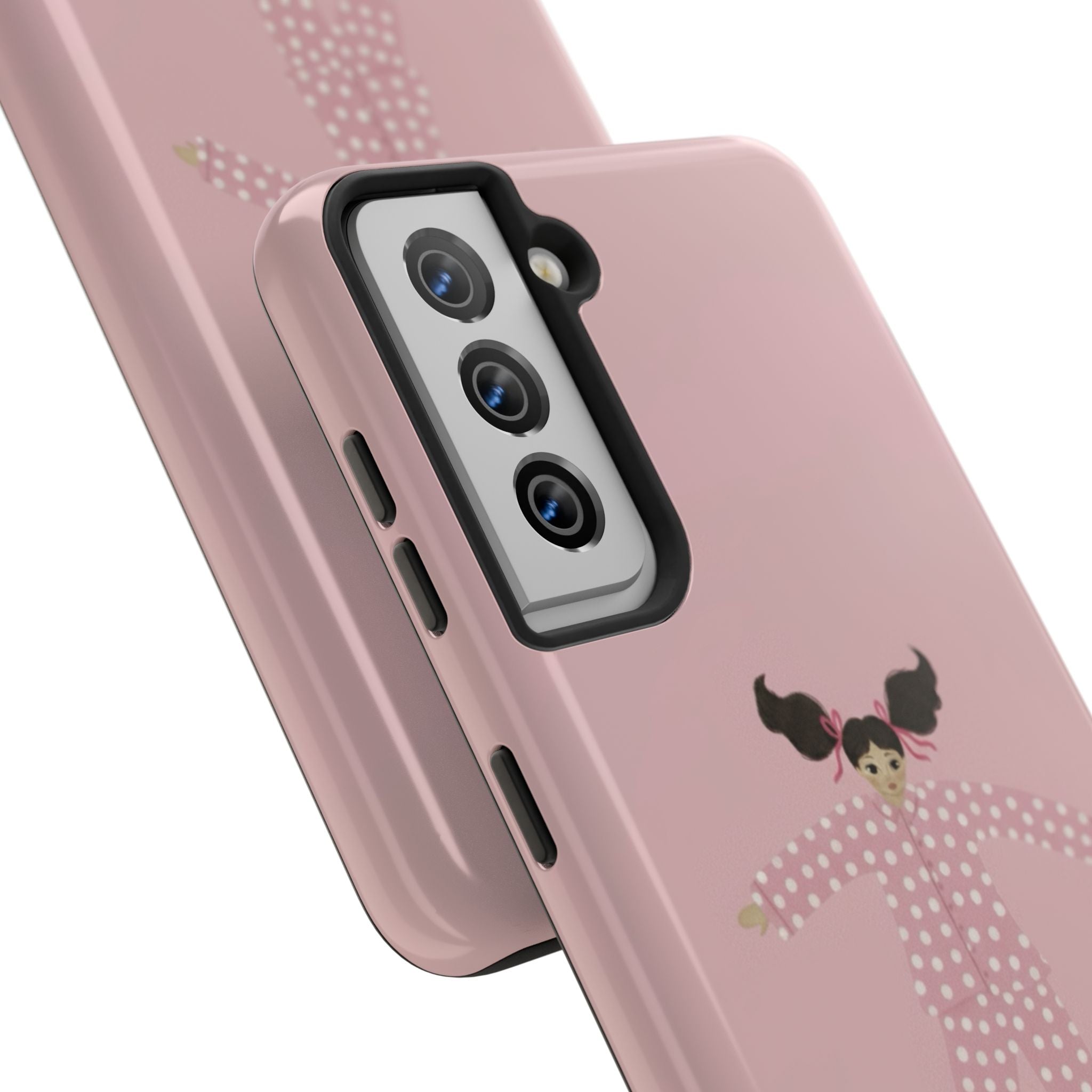 Pink Girl Drawing Tough Phone Case, Cute Protective Cover, Stylish Phone Accessories, Customizable Phone Case, Trendy Cell Phone Case