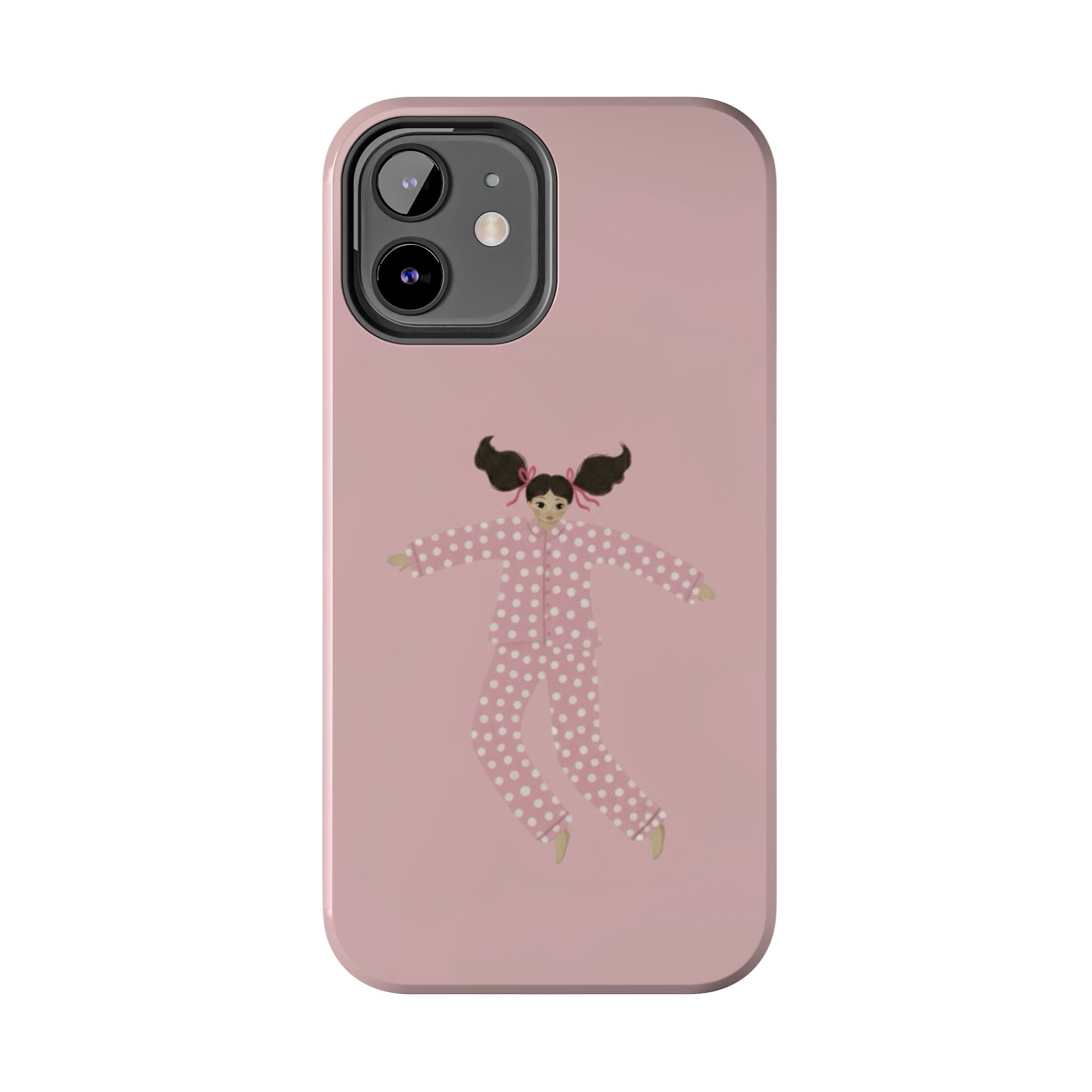 Pink Girl Drawing Tough Phone Case, Cute Protective Cover, Stylish Phone Accessories, Customizable Phone Case, Trendy Cell Phone Case