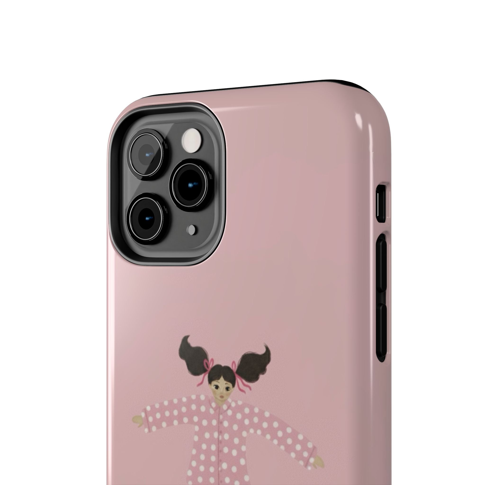 Pink Girl Drawing Tough Phone Case, Cute Protective Cover, Stylish Phone Accessories, Customizable Phone Case, Trendy Cell Phone Case
