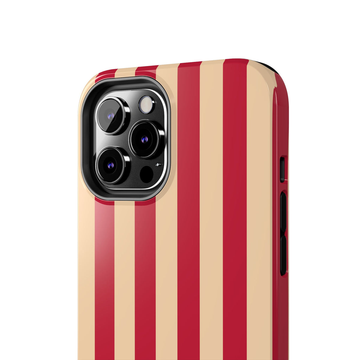 Retro Red & Cream Stripe Phone Case — Tough Protective Cover