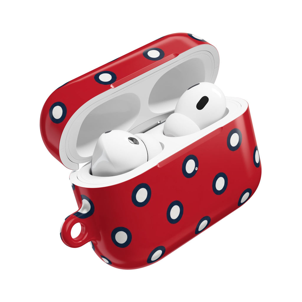 Navy Polka Dot Red AirPod Case