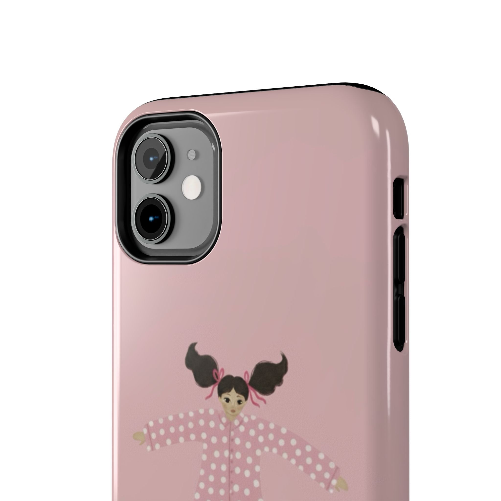 Pink Girl Drawing Tough Phone Case, Cute Protective Cover, Stylish Phone Accessories, Customizable Phone Case, Trendy Cell Phone Case