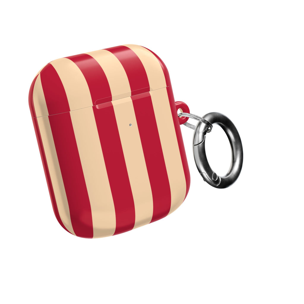 Red and Cream Stripe AirPod Case