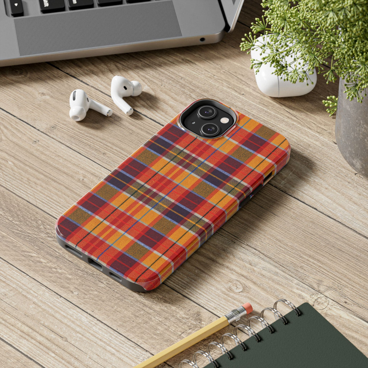 Autumn Plaid Tough Phone Case | Orange Red Yellow Plaid