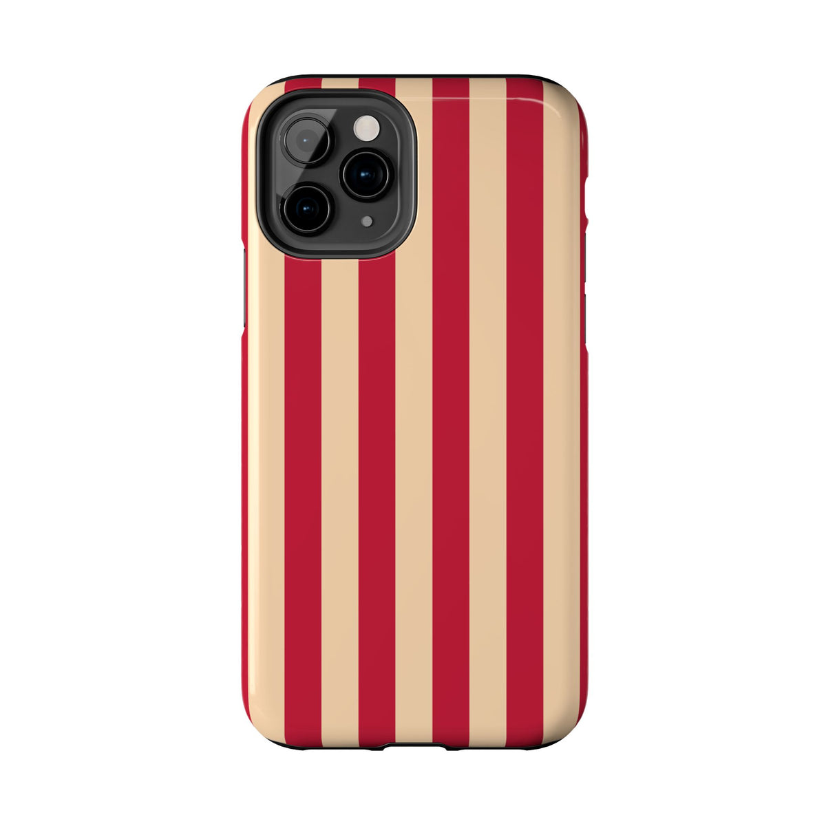 Retro Red & Cream Stripe Phone Case — Tough Protective Cover