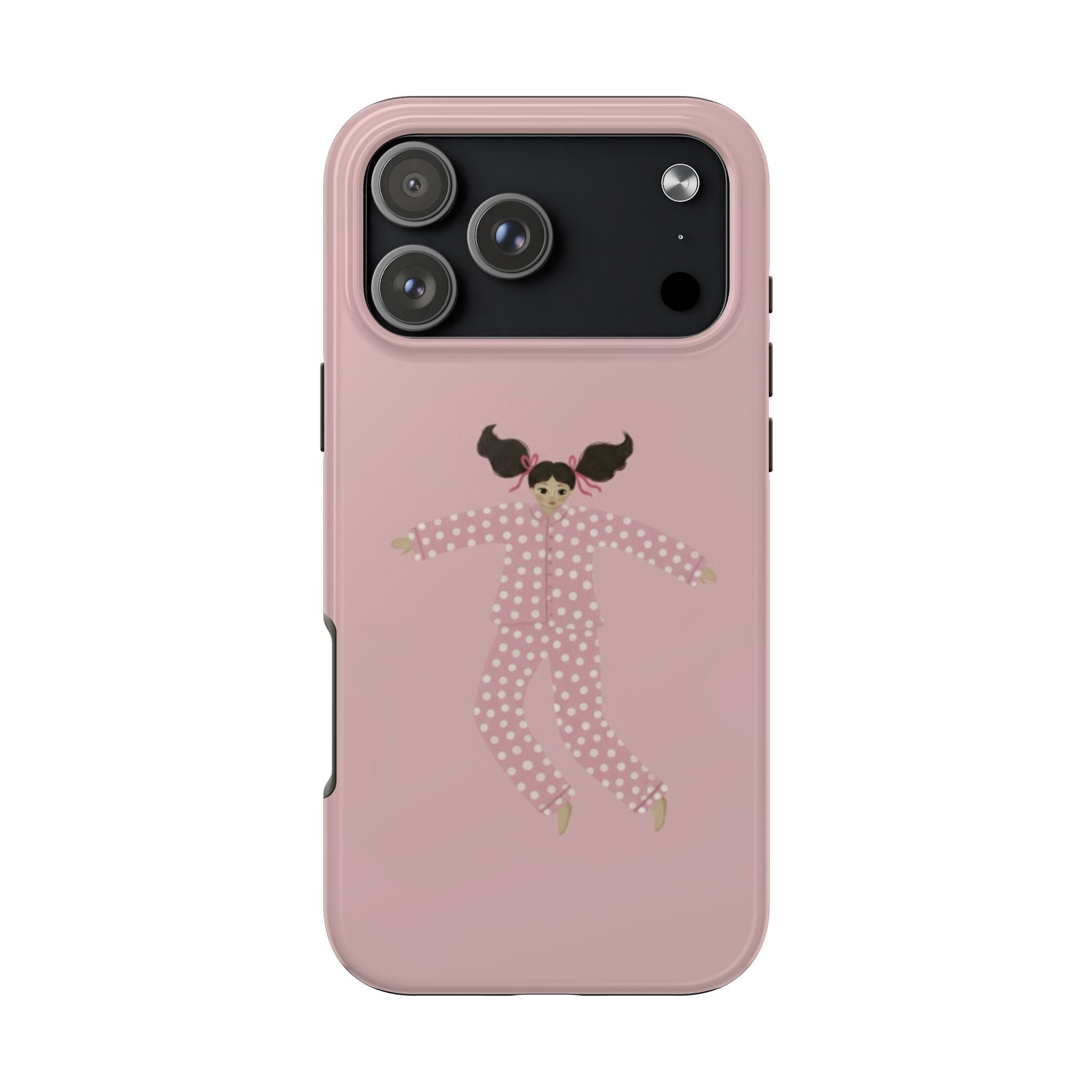 Pink Girl Drawing Tough Phone Case, Cute Protective Cover, Stylish Phone Accessories, Customizable Phone Case, Trendy Cell Phone Case