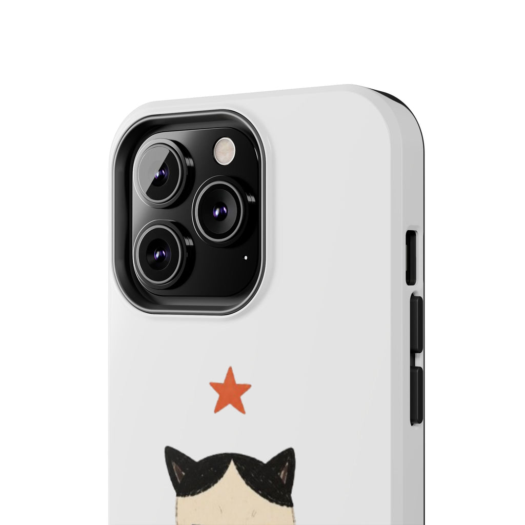 Grumpy Cat Illustration Phone Case | Cute Cat with Star Tough Case