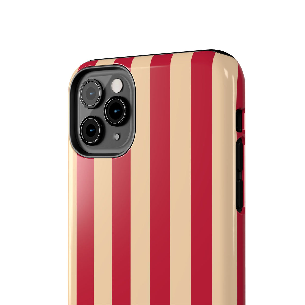 Retro Red & Cream Stripe Phone Case — Tough Protective Cover