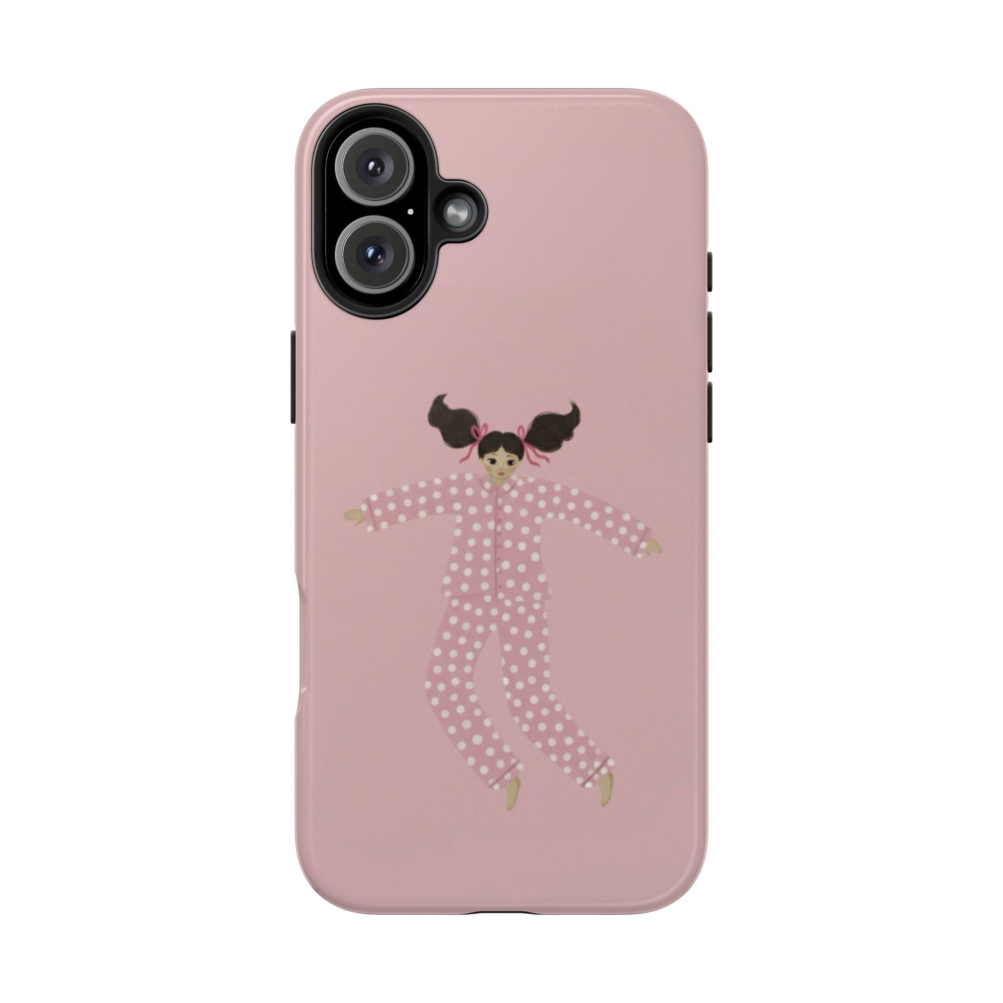 Pink Girl Drawing Tough Phone Case, Cute Protective Cover, Stylish Phone Accessories, Customizable Phone Case, Trendy Cell Phone Case