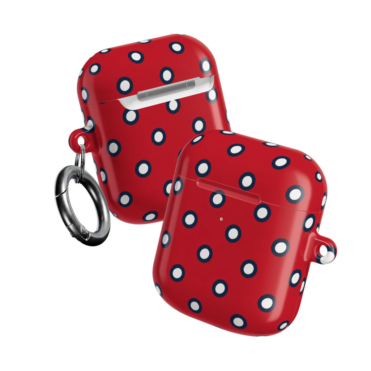 Navy Polka Dot Red AirPod Case