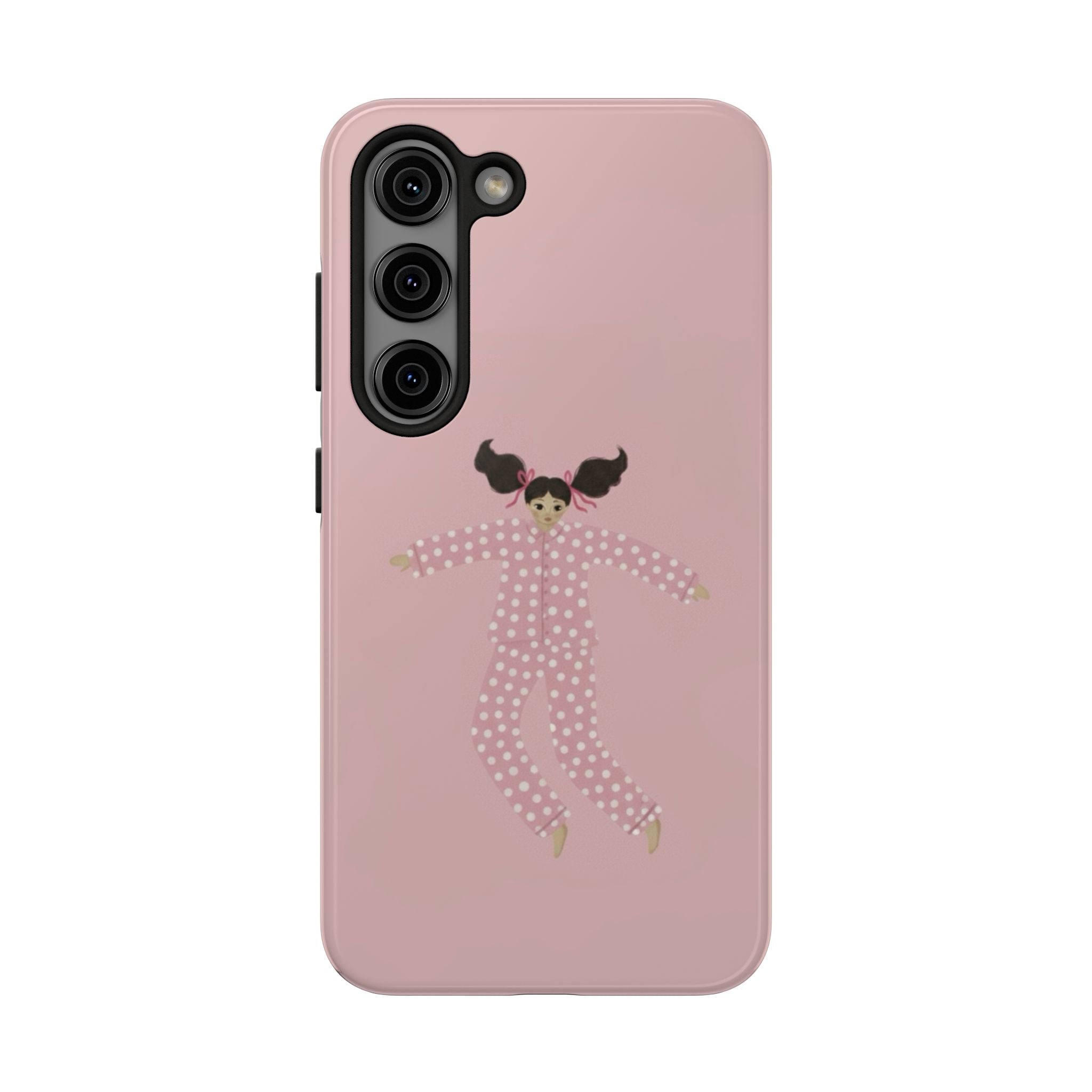 Pink Girl Drawing Tough Phone Case, Cute Protective Cover, Stylish Phone Accessories, Customizable Phone Case, Trendy Cell Phone Case