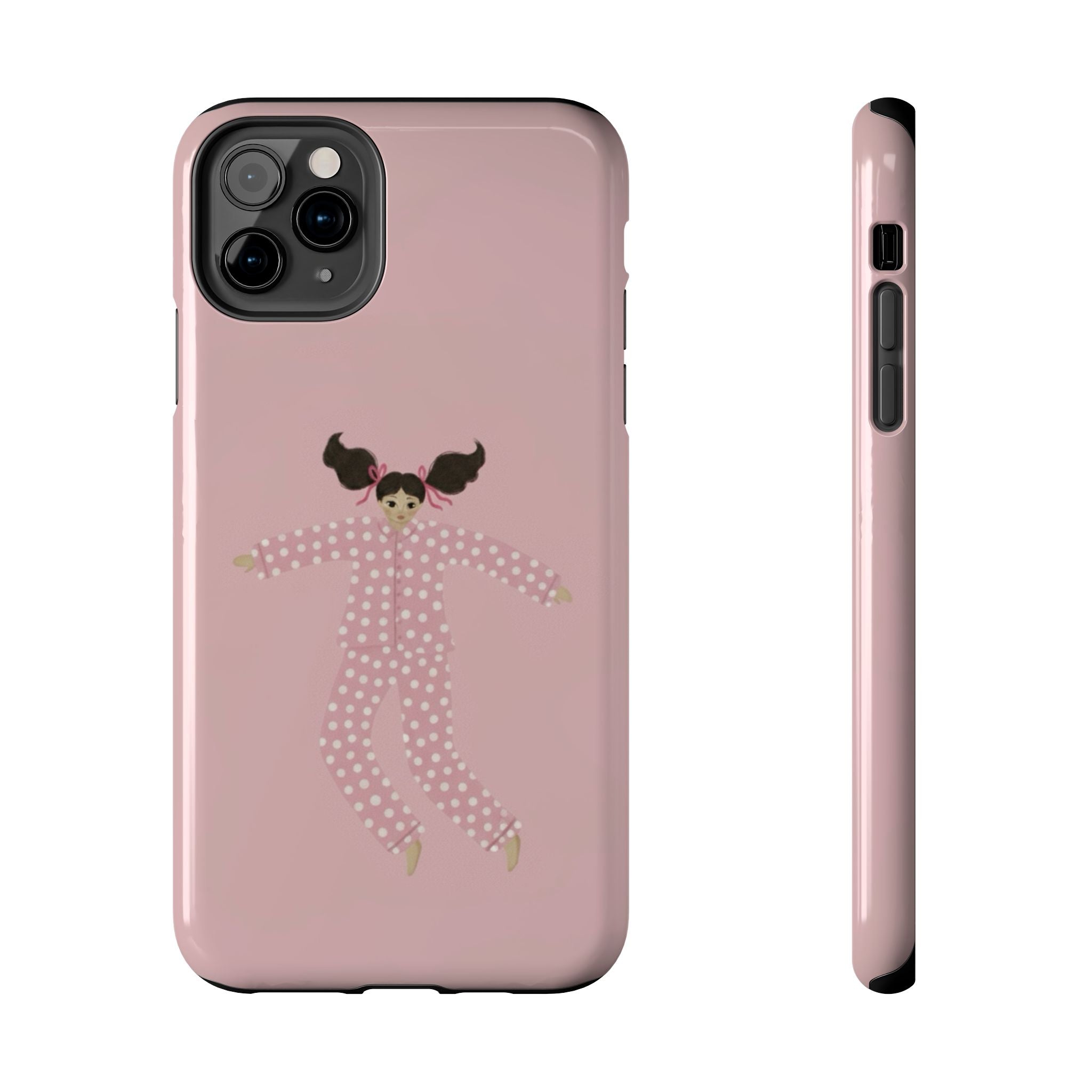 Pink Girl Drawing Tough Phone Case, Cute Protective Cover, Stylish Phone Accessories, Customizable Phone Case, Trendy Cell Phone Case