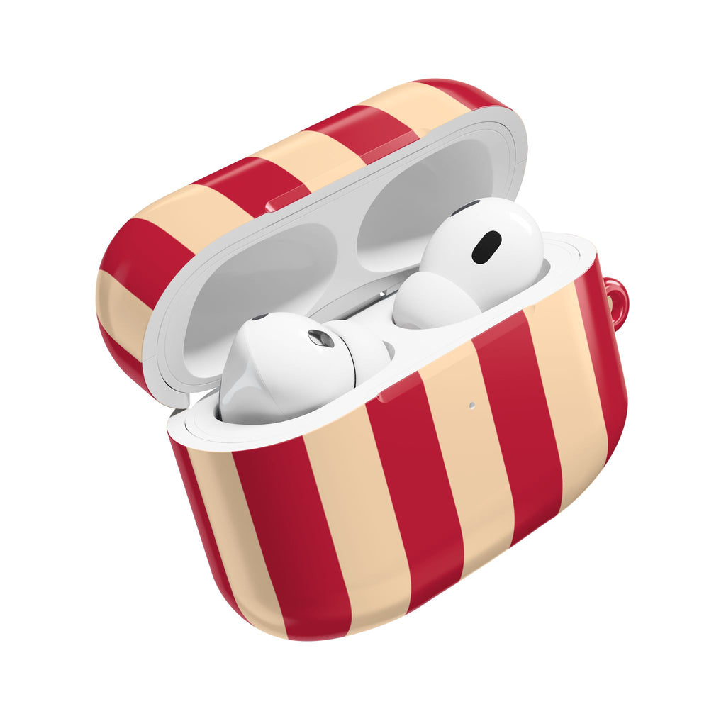 Red and Cream Stripe AirPod Case