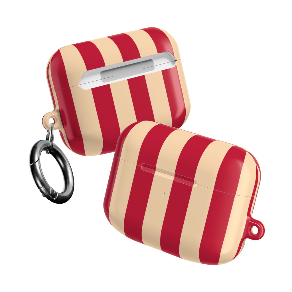 Red and Cream Stripe AirPod Case