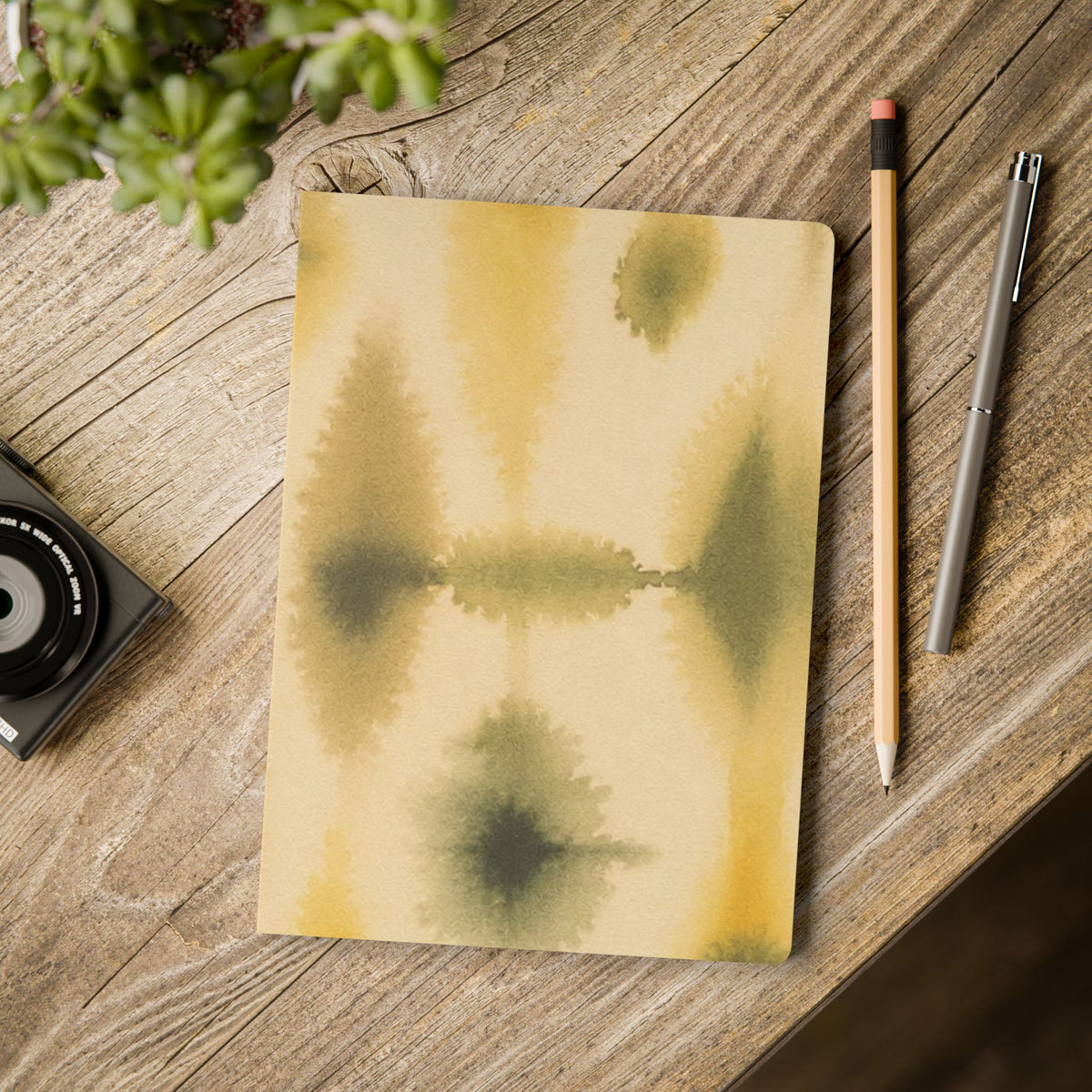 Watercolor Olive Abstract Softcover Journal — Perforated 100/200-Page Travelers & Composition Notebook