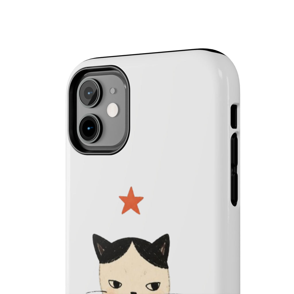 Grumpy Cat Illustration Phone Case | Cute Cat with Star Tough Case