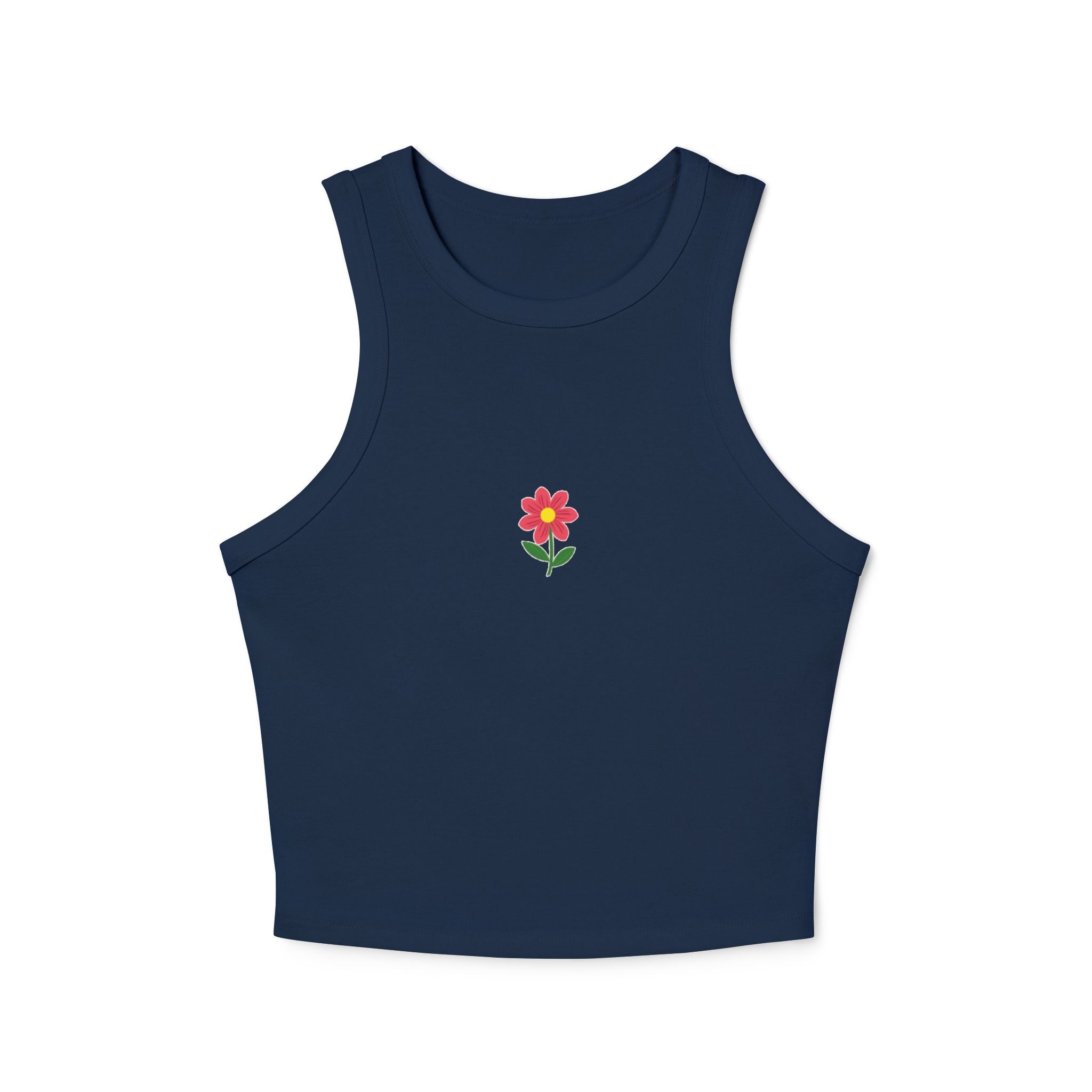 Pink Daisy Flower Crop Tank Top | Small Floral Graphic
