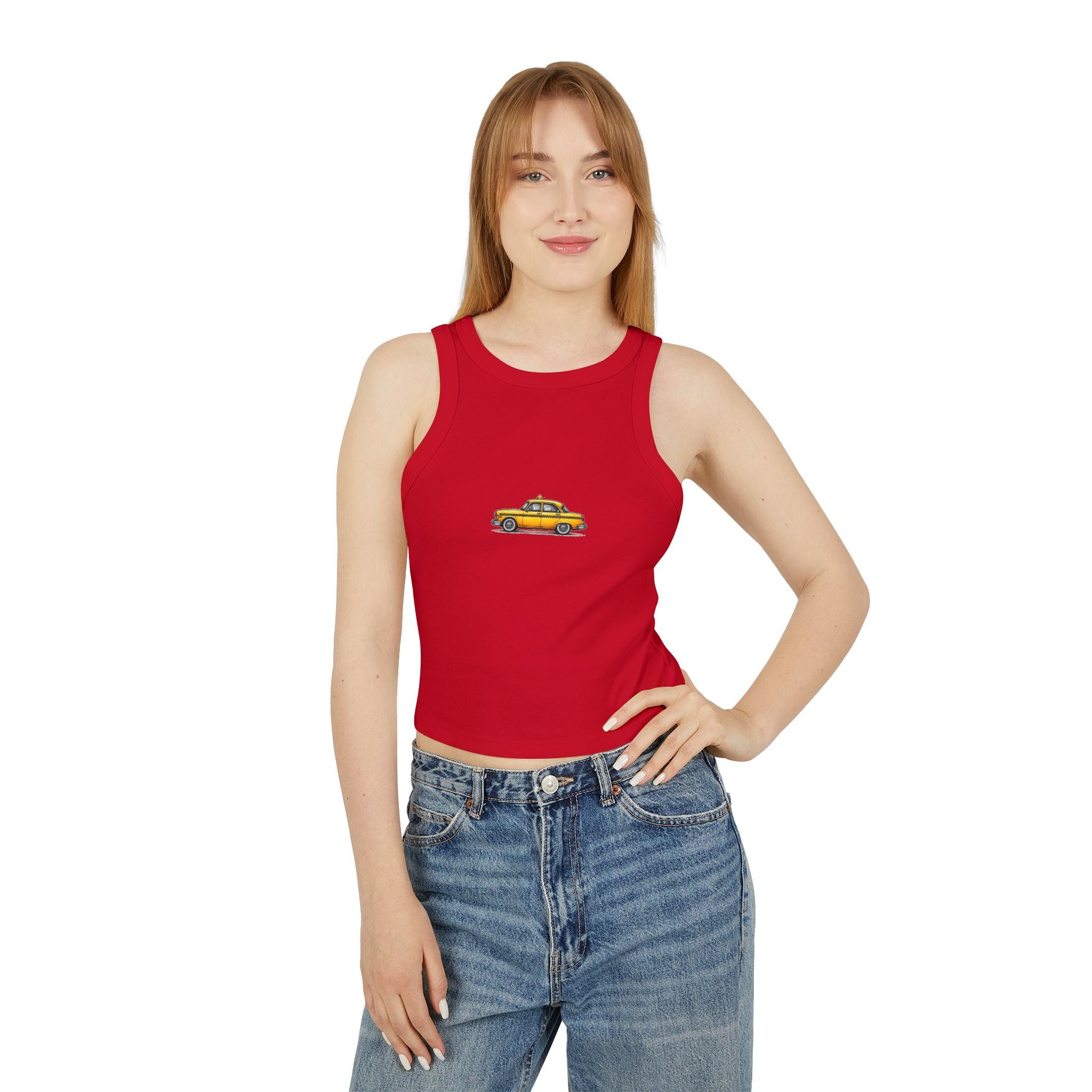 Yellow Taxi Graphic Tank Top | Vintage Cab Illustration