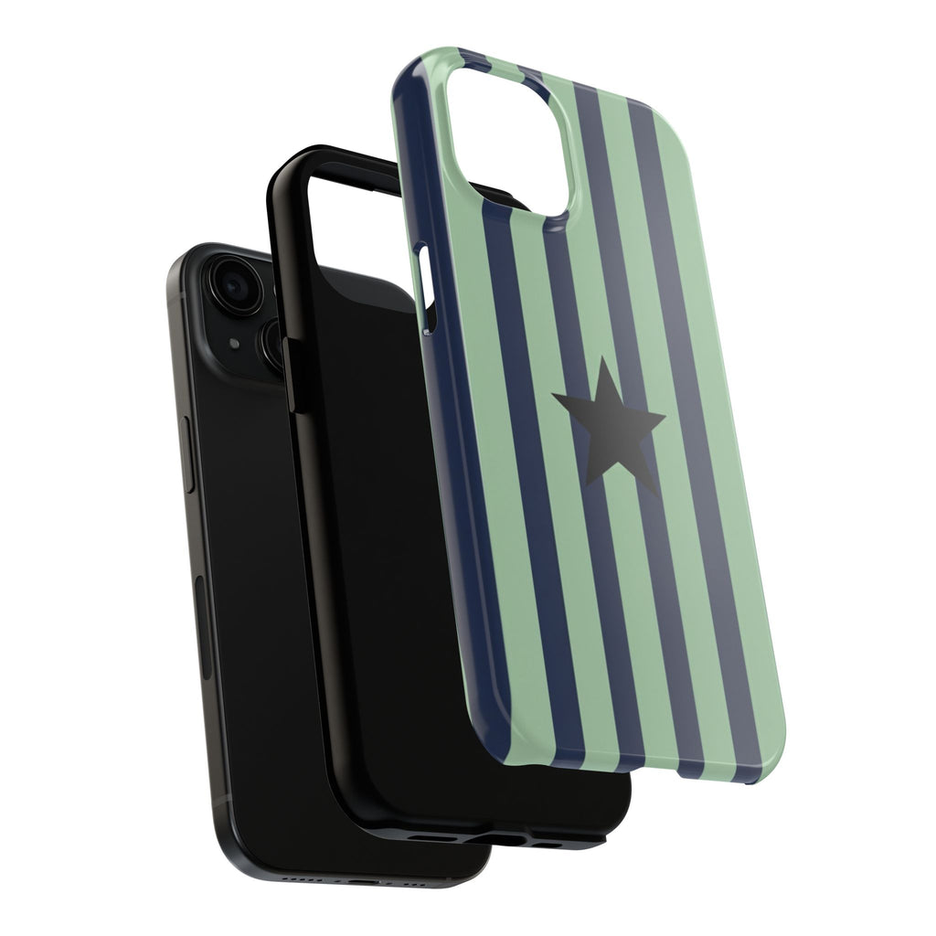 Stylish Tough Phone Cases, Durable Smartphone Covers, Trendy Tech Accessories, Unique Gifts for Teens, Striped Star Design