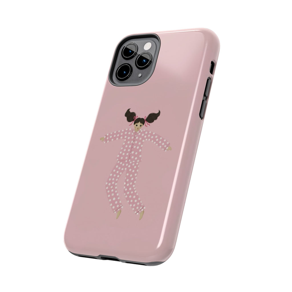 Pink Girl Drawing Tough Phone Case, Cute Protective Cover, Stylish Phone Accessories, Customizable Phone Case, Trendy Cell Phone Case