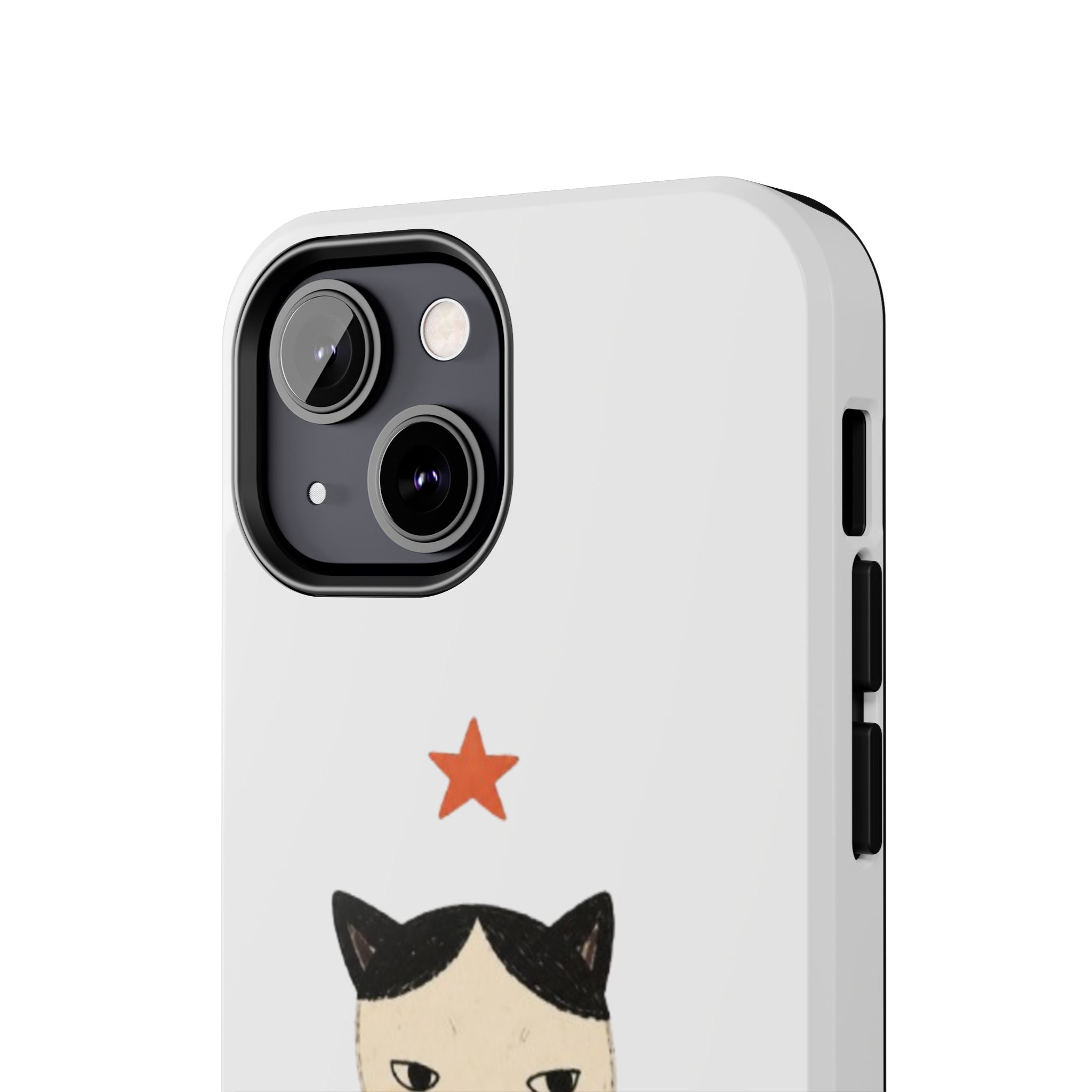 Grumpy Cat Illustration Phone Case | Cute Cat with Star Tough Case