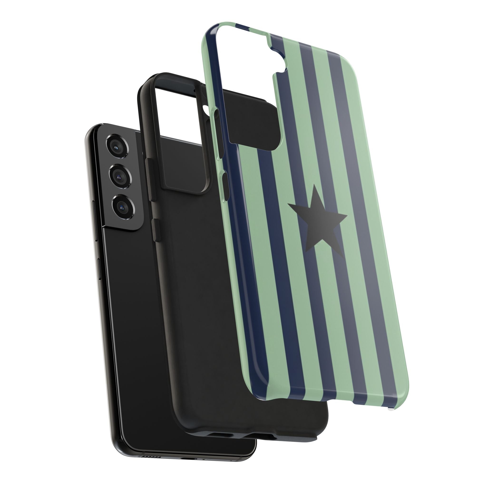 Stylish Tough Phone Cases, Durable Smartphone Covers, Trendy Tech Accessories, Unique Gifts for Teens, Striped Star Design