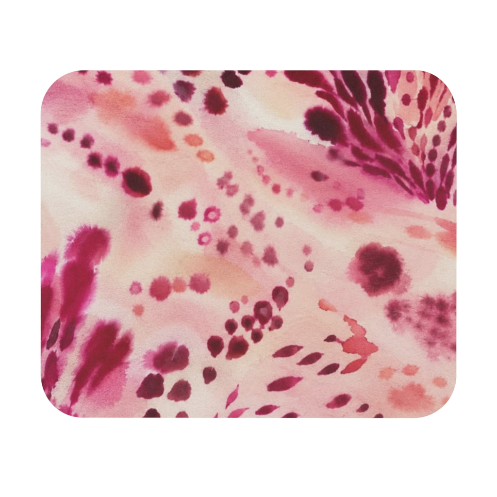 Pink Watercolor Abstract Mouse Pad | Floral Ink Spot Desk Mat